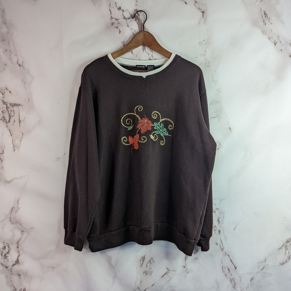 Vintage Sweatshirt Brown Size XL Embroidered Fall Autumn Grandmacore North Crest